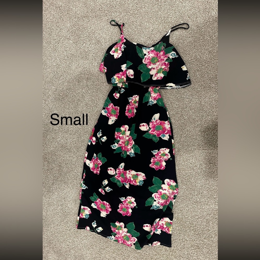 Floral Black and Pink Kids Dress